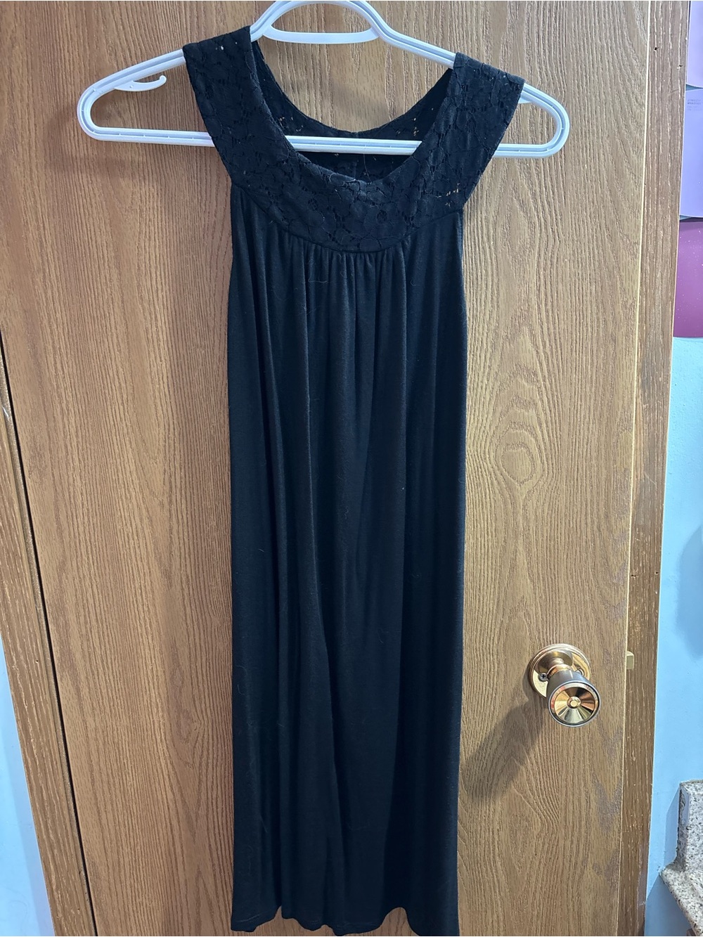 Matiko Black Lace-Yoke Sleeveless Mini Dress